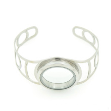 Wholesale stainless steel open silver waterproof floating charm men locket bangle bracelet